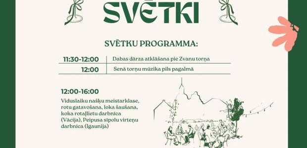 <p>Lielstraupes pils pamazām gatavojas savai gada LIELĀKAJAI DIENAI - Lielstraupes pils svētkiem 22.augustā.</p>

<p>22.augustā pl. 11:30 - Dabas dārza atklāšana, un tad jau viss sākas:</p>

<p>skaistākās viduslaiku melodijas,</p>

<p>Gunas Zariņas stāsts par Lielstraupes pils senākiem laikiem;</p>

<p>jauno ārvalstu restauratoru atklājumi pils Lielajā zālē;</p>

<p>darbošanās kopā ar Peipusa sīpolu virteņu darinātājiem,</p>

<p>Vācijas brīvdabas muzeja rotaļlietu meistariem...</p>

<p>loka šaušana,</p>

<p>viduslaiku našķu darbnīca,</p>

<p>rotu darbnīca,</p>

<p>viduslaiku virtuve no <a href="https://www.facebook.com/%C5%BDagarkalna-kafejn%C4%ABca-2156151414645776/?__cft__[0]=AZZAg785gIFmxXU9dQ3hN27lqOQrlUZdPCobZO9llJNCyDkcVopOdGw2clHQa710pLcMKe2StwSG120zYn2QK3ZOYGfgMGow7gjnxqGQn4rLL-v5kHskldyspz19MFEVCw1i2NV2eOApqKF193kpwNc_-d-qEIEmk9VwxJBBTTGcFsESGd13xvV-zqcGSe4ebKU&__tn__=kK-R" tabindex="0">Žagarkalna kafejnīca</a> un garšīgās <a href="https://www.facebook.com/aijaskukas?__cft__[0]=AZZAg785gIFmxXU9dQ3hN27lqOQrlUZdPCobZO9llJNCyDkcVopOdGw2clHQa710pLcMKe2StwSG120zYn2QK3ZOYGfgMGow7gjnxqGQn4rLL-v5kHskldyspz19MFEVCw1i2NV2eOApqKF193kpwNc_-d-qEIEmk9VwxJBBTTGcFsESGd13xvV-zqcGSe4ebKU&__tn__=-]K-R" tabindex="0">Aijas Kūkas</a>!</p>

<p><a href="https://www.facebook.com/TurismsCesis?__cft__[0]=AZZAg785gIFmxXU9dQ3hN27lqOQrlUZdPCobZO9llJNCyDkcVopOdGw2clHQa710pLcMKe2StwSG120zYn2QK3ZOYGfgMGow7gjnxqGQn4rLL-v5kHskldyspz19MFEVCw1i2NV2eOApqKF193kpwNc_-d-qEIEmk9VwxJBBTTGcFsESGd13xvV-zqcGSe4ebKU&__tn__=-]K-R" tabindex="0">Visit Cēsis</a> <a href="https://www.facebook.com/MusicaHumanaLatvia?__cft__[0]=AZZAg785gIFmxXU9dQ3hN27lqOQrlUZdPCobZO9llJNCyDkcVopOdGw2clHQa710pLcMKe2StwSG120zYn2QK3ZOYGfgMGow7gjnxqGQn4rLL-v5kHskldyspz19MFEVCw1i2NV2eOApqKF193kpwNc_-d-qEIEmk9VwxJBBTTGcFsESGd13xvV-zqcGSe4ebKU&__tn__=-]K-R" tabindex="0">Musica Humana Latvia</a> <a href="https://www.facebook.com/PargaujasApvieniba?__cft__[0]=AZZAg785gIFmxXU9dQ3hN27lqOQrlUZdPCobZO9llJNCyDkcVopOdGw2clHQa710pLcMKe2StwSG120zYn2QK3ZOYGfgMGow7gjnxqGQn4rLL-v5kHskldyspz19MFEVCw1i2NV2eOApqKF193kpwNc_-d-qEIEmk9VwxJBBTTGcFsESGd13xvV-zqcGSe4ebKU&__tn__=-]K-R" tabindex="0">Pārgaujas apvienības pārvalde</a> <a href="https://www.facebook.com/europeanheritagevolunteers?__cft__[0]=AZZAg785gIFmxXU9dQ3hN27lqOQrlUZdPCobZO9llJNCyDkcVopOdGw2clHQa710pLcMKe2StwSG120zYn2QK3ZOYGfgMGow7gjnxqGQn4rLL-v5kHskldyspz19MFEVCw1i2NV2eOApqKF193kpwNc_-d-qEIEmk9VwxJBBTTGcFsESGd13xvV-zqcGSe4ebKU&__tn__=-]K-R" tabindex="0">European Heritage Volunteers</a></p>